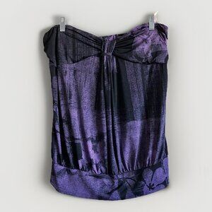 Talent Plus Women’s Tube Top Size 1X Purple Black Y2K Strapless Blouse